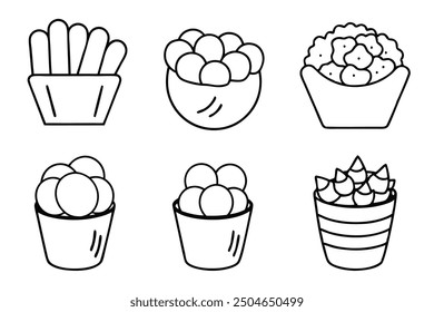 Tater Tots line art deliciously crunchy with a fluffy potato center