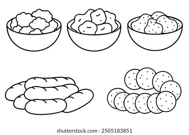 Tater Tots line art satisfying snack with a crispy potato crunch