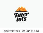 Tater tots logo with crunchy potato tater tots dish. It