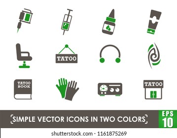 tatoo salon simple vector icons in two colors