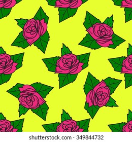 Tatoo style flower pattern on yellow