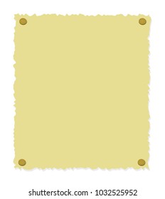 Tattered old paper illustration (thumbtack / push pin) / portrait