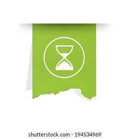 the tattered piece of paper with clock icon