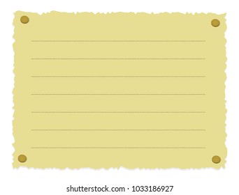Tattered ruled paper illustration (thumbtack / push pin) / landscape