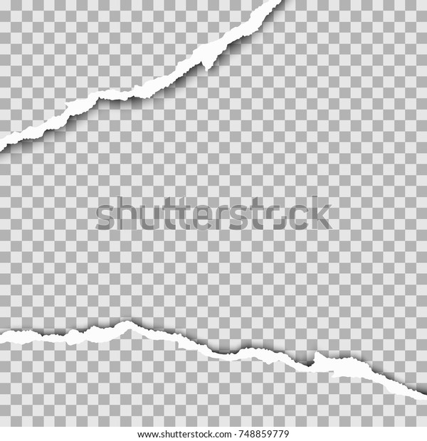 Tattered wide hole in transparent paper. Vector\
template paper\
design.