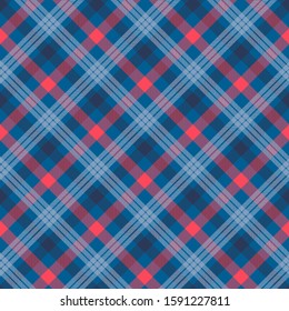 Tattersall material color seamless vector pattern. Flannel fabric texture. Checkered background