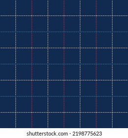 Tattersall Pattern In Navy Blue, Red, Beige. Plaid Background For Flannel Shirt, Skirt, Dress, Or Other Modern Spring Summer Autumn Winter Fashion Design.