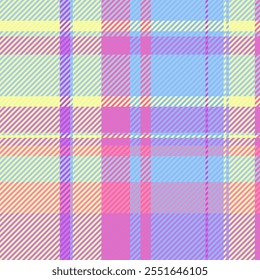Tattersall pattern plaid texture, gentleman background vector tartan. Gift check seamless textile fabric in blue and purple colors palette.