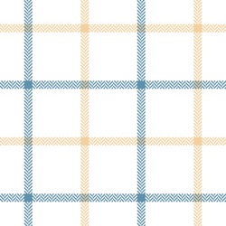Tattersall Pattern Spring In Blue, Yellow, White. Herringbone Textured Seamless Windowpane Tartan Check Plaid Graphic For Scarf, Blanket, Skirt, Or Other Modern Fashion Textile Design.