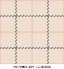 Tattersall pattern spring fashion in grey, soft orange, beige. Textured seamless check graphic background windowpane art for flannel shirt, skirt, throw, blanket, other trendy fashion fabric design.