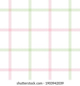 Tattersall pattern spring in pink, green, white. Herringbone textured seamless windowpane light pastel tartan check plaid graphic for scarf, blanket, skirt, or other modern fashion textile print.