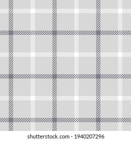 Tattersall Plaid Pattern Simple In Grey And White. Seamless Textured Background Graphic For Menswear Shirt Or Other Modern Everyday Spring Summer Autumn Everyday Casual Fashion Textile Print.