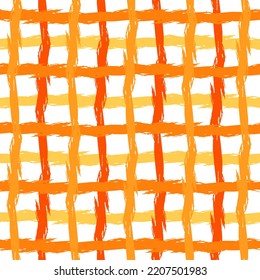 Tattersall tartan plaid. grunge stripes, modern paintbrush line for wrapping, wallpaper. English beige checkered background.