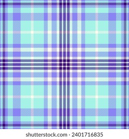 Tattersall texture seamless background, graphical check textile vector. Tooth fabric pattern plaid tartan in teal and indigo colors.