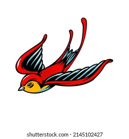 tatto colorful swallow bird design