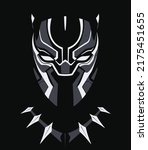 Tatto mask black panther art white on black background vector