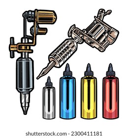 Materiales de vectores de herramientas Tatto con color