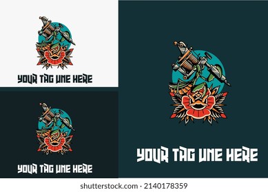 tattoing flowers vector illustration design fullcolor