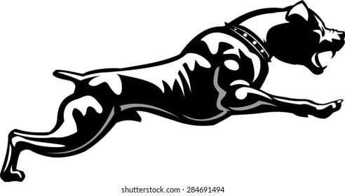 Tattoo American Staffordshire Terrier dog jumping