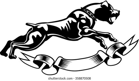 Tattoo American Staffordshire Terrier dog jumping