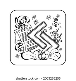 The tattoo is an ancient sign of the Vikings, depicting a symbol of fate and help in business that brings great profit, a badge and a floral pattern in the background