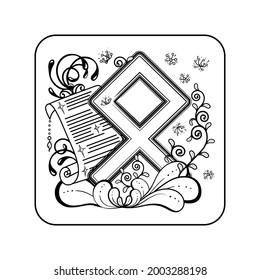 Tattoo of the ancient Vikings, a runic icon depicting a symbol of property, material income, cash flow, healing, a letter for printing