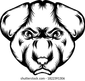 The tattoo animation of the bulldog single head of illustration