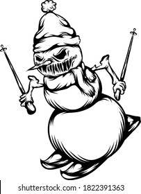 The tattoo animation of the scare snowman is playing the ice skating