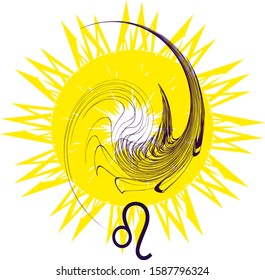 Tattoo art. Abstract drawing. Leo zodiac sign. Color tattoo