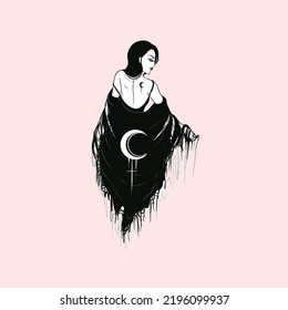 tattoo art illustration of lilith the goddess symbol