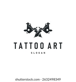 tatuagem arte logotipo conceito tatuagem fazendo ferramenta design com simples preto silhueta ilustração modelo símbolo vintage retro