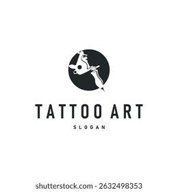 tattoo art logo concept tattoo making tool design with simple black silhouette illustration templet symbol vintage retro