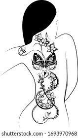 Tattoo art on the back of the girl