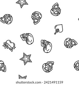 tattoo art rose vintage style vector seamless pattern thin line illustration