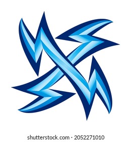 Tattoo Art Tribal Design on White. Art Cross Pattern, Simple Blue Logo. Individual Designer Element for Decorating the Body of Women, or Men