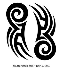 Tattoo art tribal vector design. Simple logo. Individual designer isolated element for decorating the body of women, men and girls arm, leg and other body parts. Abstract illustration.