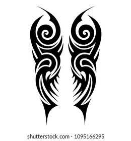 Tattoo art tribal vector design sketch. Sleeve art abstract pattern arm. Simple icon on white background. Designer isolated abstract element for arm, leg, shoulder men and women.