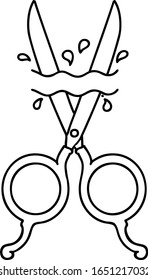 tattoo in black line style of barber scissors