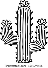 tattoo in black line style of a cactus