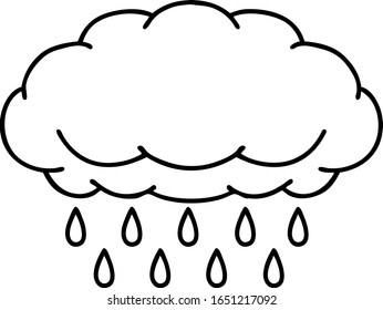 tattoo in black line style of a cloud raining