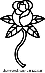 tattoo in black line style of a flower