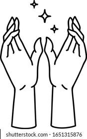 tattoo in black line style of reaching hands