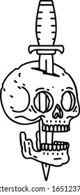 tatuagem no estilo de linha preta de um crânio