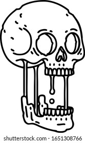 tattoo in black line style of a skull