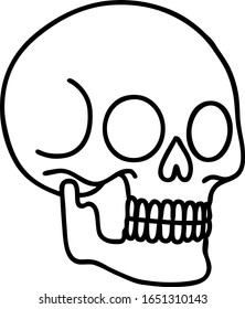 tattoo in black line style of a skull