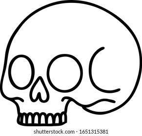 tattoo in black line style of a skull