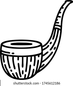 tattoo in black line style of a smokers pipe