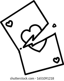 tattoo in black line style of a torn card