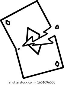 tattoo in black line style of a torn card