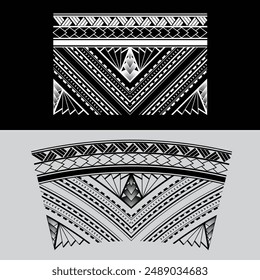 Tattoo bracelets border. Tribal sleeve seamless pattern vector. Bracelet tattoo design fore arm or foot.